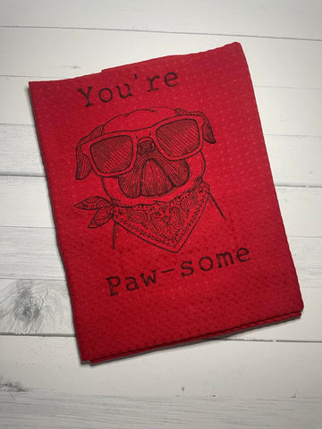 Embroidered Tea Towel Paw-Some