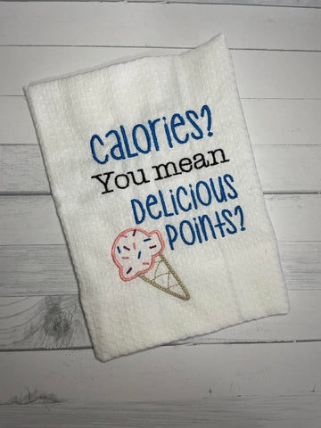 Embroidered Tea Towel Delicious Points