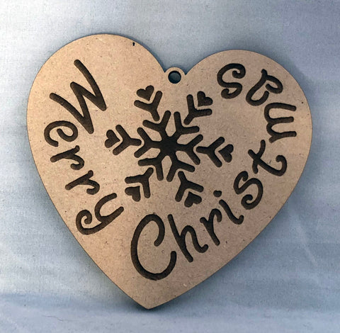 Merry Christmas Heart - Laser Cut Crafts