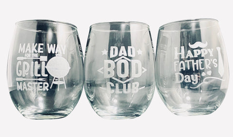 Father’s Day engraved stemless glasses